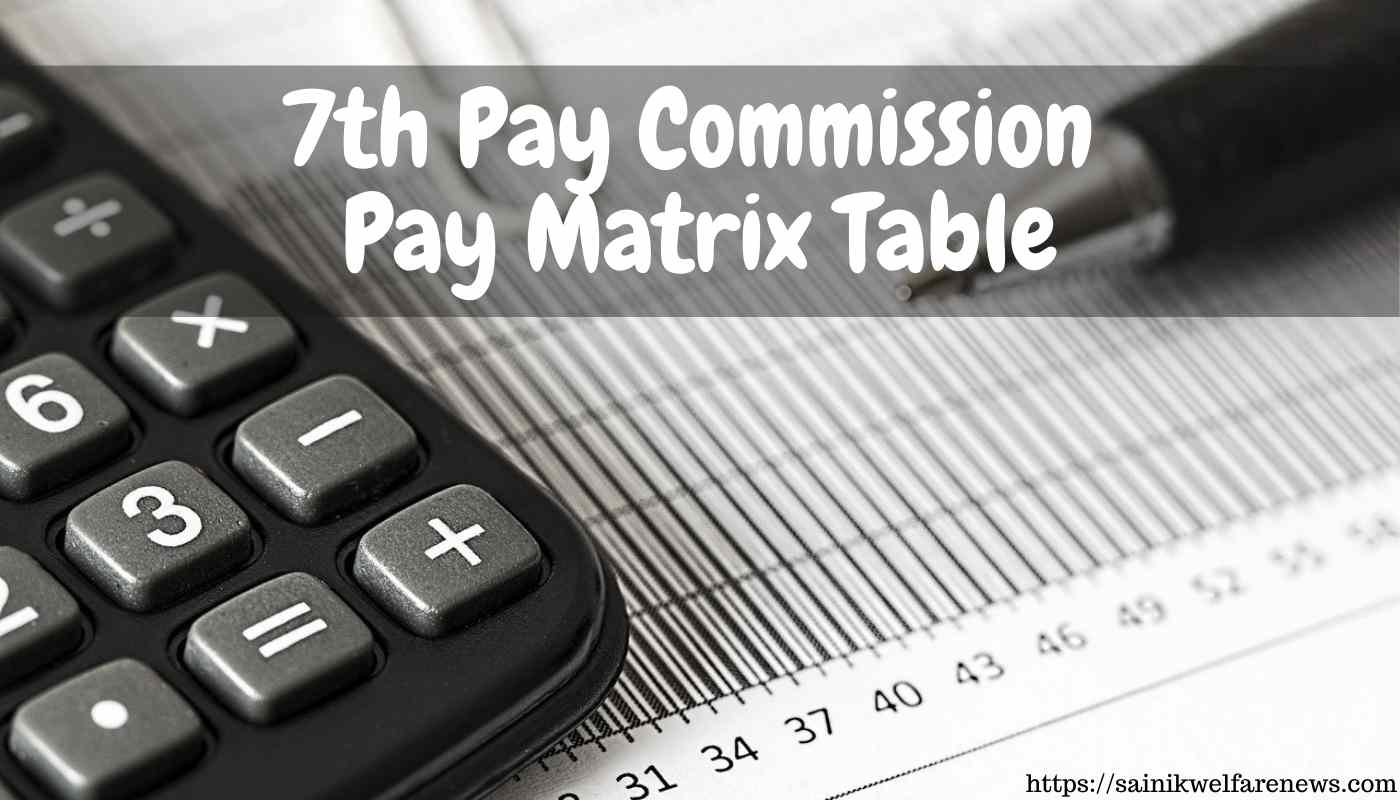 7th Pay Commission Pay Matrix Table