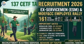 137 CETF TA Recruitment 2026: 161 Vacancies for Ex-Servicemen (ESM)