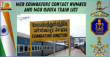 MCO Coimbatore contact number and MCO Quota Train List