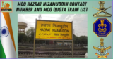 MCO Hazrat Nizamuddin contact number and MCO Quota Train List