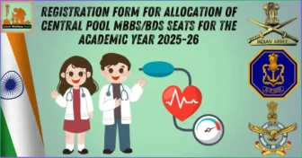 Registration form for allocation of Central Pool MBBS/BDS seats for the Academic Year 2025-26